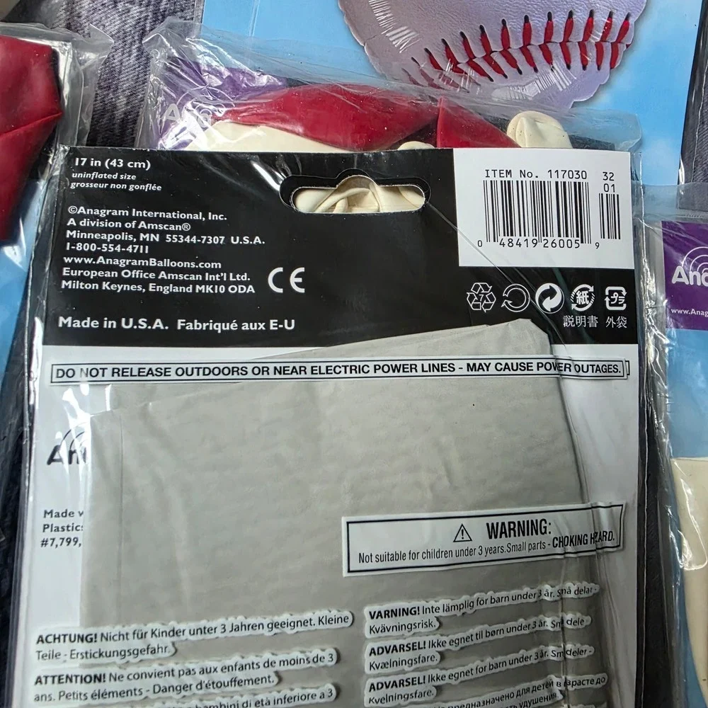 Anagram Baseball Foil Balloons & Red White Latex Balloons Party‎ Decorations